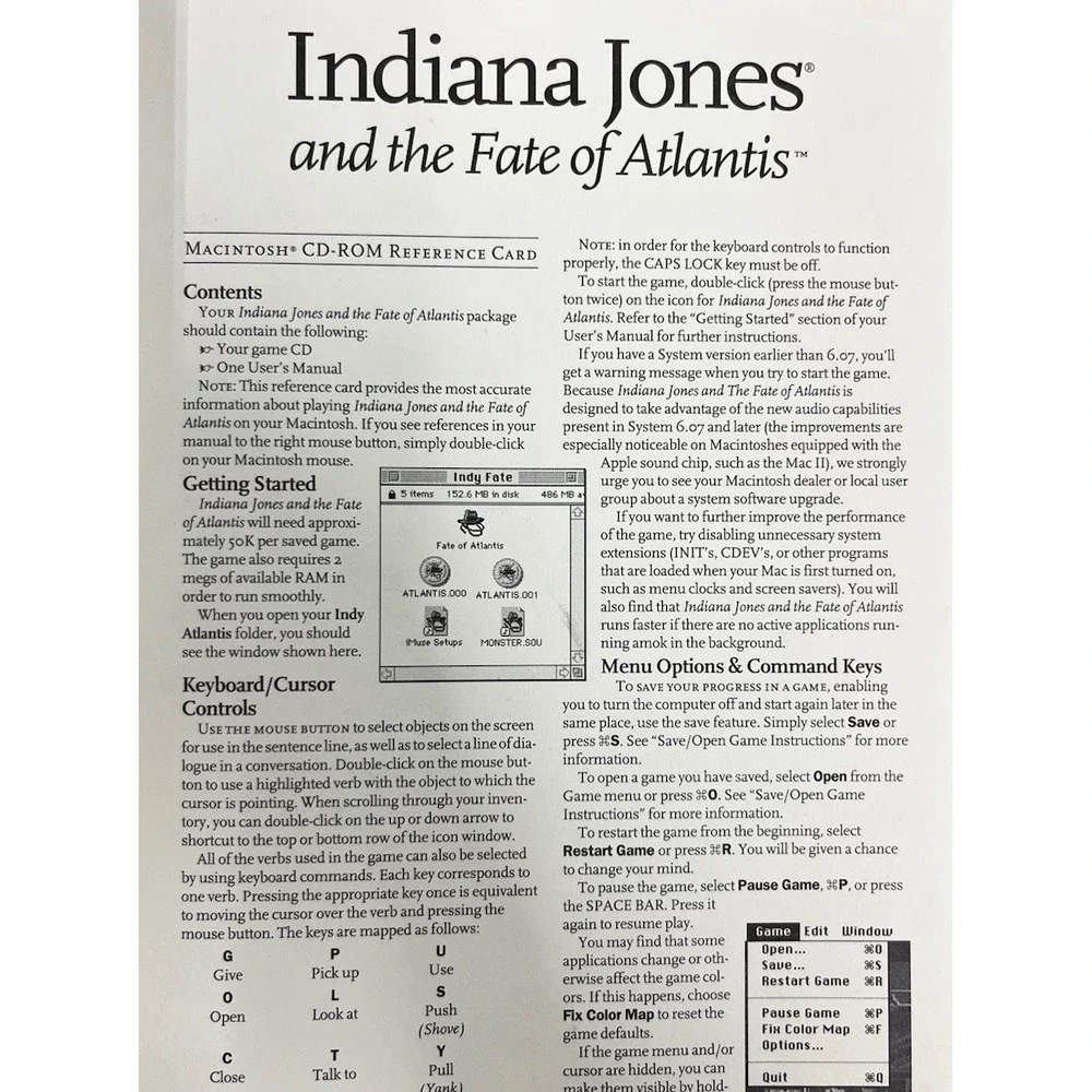 Indiana Jones and The Fate of Atlantis - COMPLETE IN BOX MAC CD